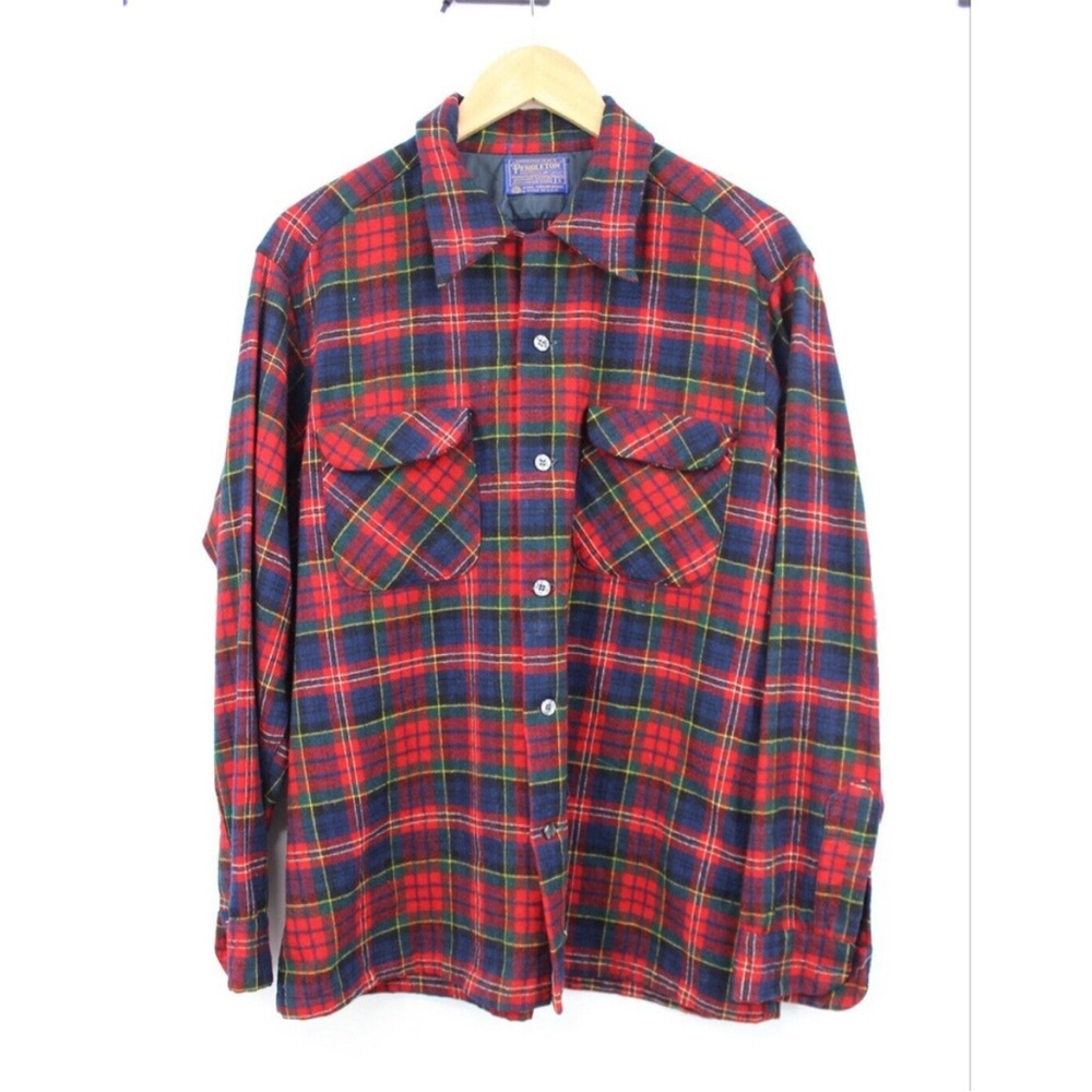 Pendleton Red and Green Plaid Button-Down Shirt